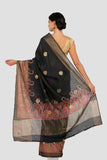 Coal Black Moonga Silk Saree - Silk Mark Certified