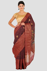 Deep Garnet Moonga Silk Saree - Silk Mark Certified