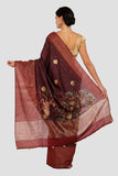 Deep Garnet Moonga Silk Saree - Silk Mark Certified