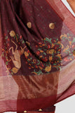 Deep Garnet Moonga Silk Saree - Silk Mark Certified