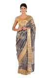 Navy Blue Katan Silk Saree - Silk Mark Certified