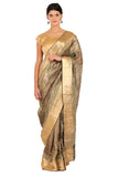 Shimmery Brown Katan Silk Saree - Silk Mark Certified