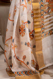 Pastel Peach Linen Silk Saree