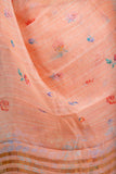 Coral Peach Linen Silk Saree
