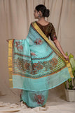 Mint Green Linen Silk Saree