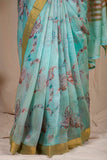 Sky Blue Linen Silk Saree