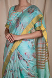 Sky Blue Linen Silk Saree