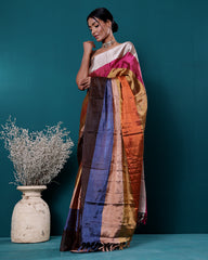 Handwoven Multicolour Tissue Silk Saree