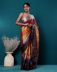 Handwoven Multicolour Tissue Silk Saree