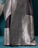 Black Grey Handloom Baarasi Katan Silk Saree