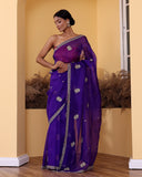 Hand Embroidery Organza Silk Saree