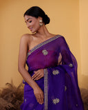 Hand Embroidery Organza Silk Saree