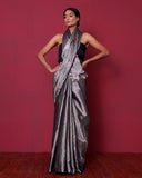 Handwoven Silver Tissue Silk Saree