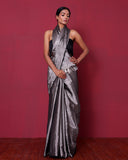 Handwoven Silver Tissue Silk Saree