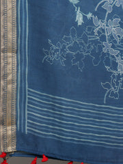 Silk Cotton Blue Stripes Dupatta