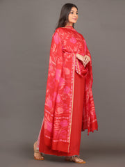Stawberry Red Pichwai Silk Cotton Suit Set