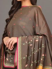 Chocolate Brown Cotton Silk Pichwai Suit Set
