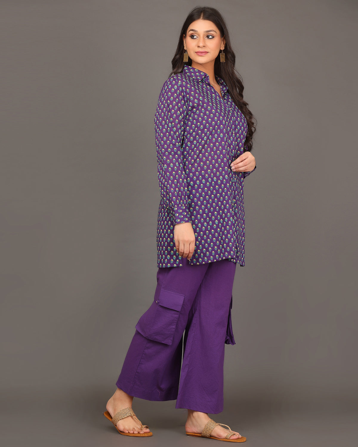 Deep Purple Shirt Style Kurta