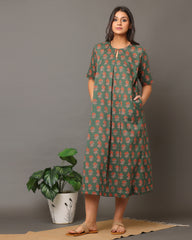 Earthy Green Floral Dress