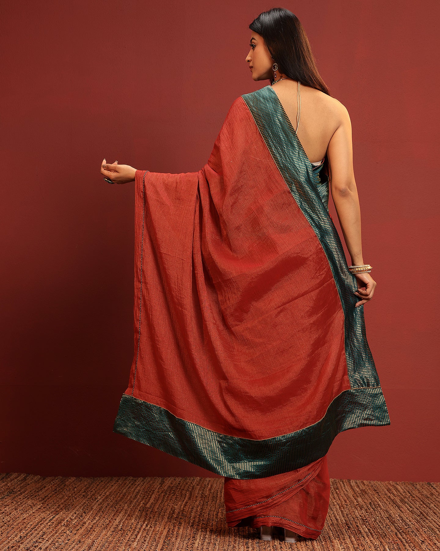 Red Tissue Saree