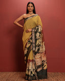 Mustard Wowen Moonga Silk Saree