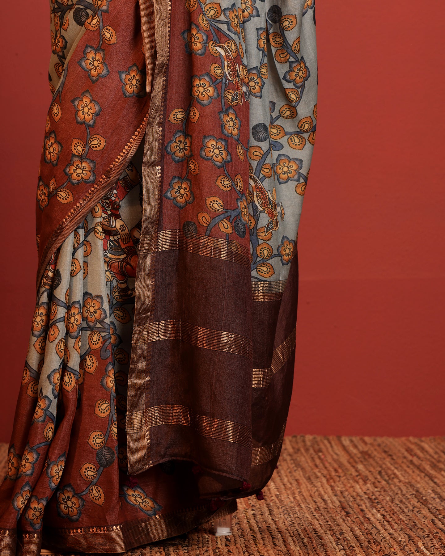 Kalamkari Moonga Silk Saree