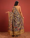 Woven Border Kalamkari Moonga Sik Saree