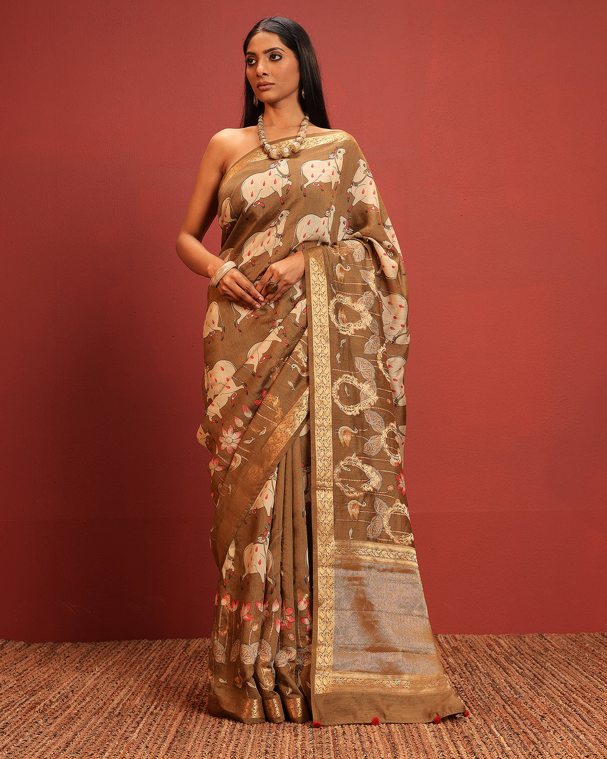 Pichwai Woven Monga Silk Saree