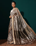 Handloom Silver Silk Saree