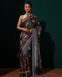 Silver Tissue Linen Saree