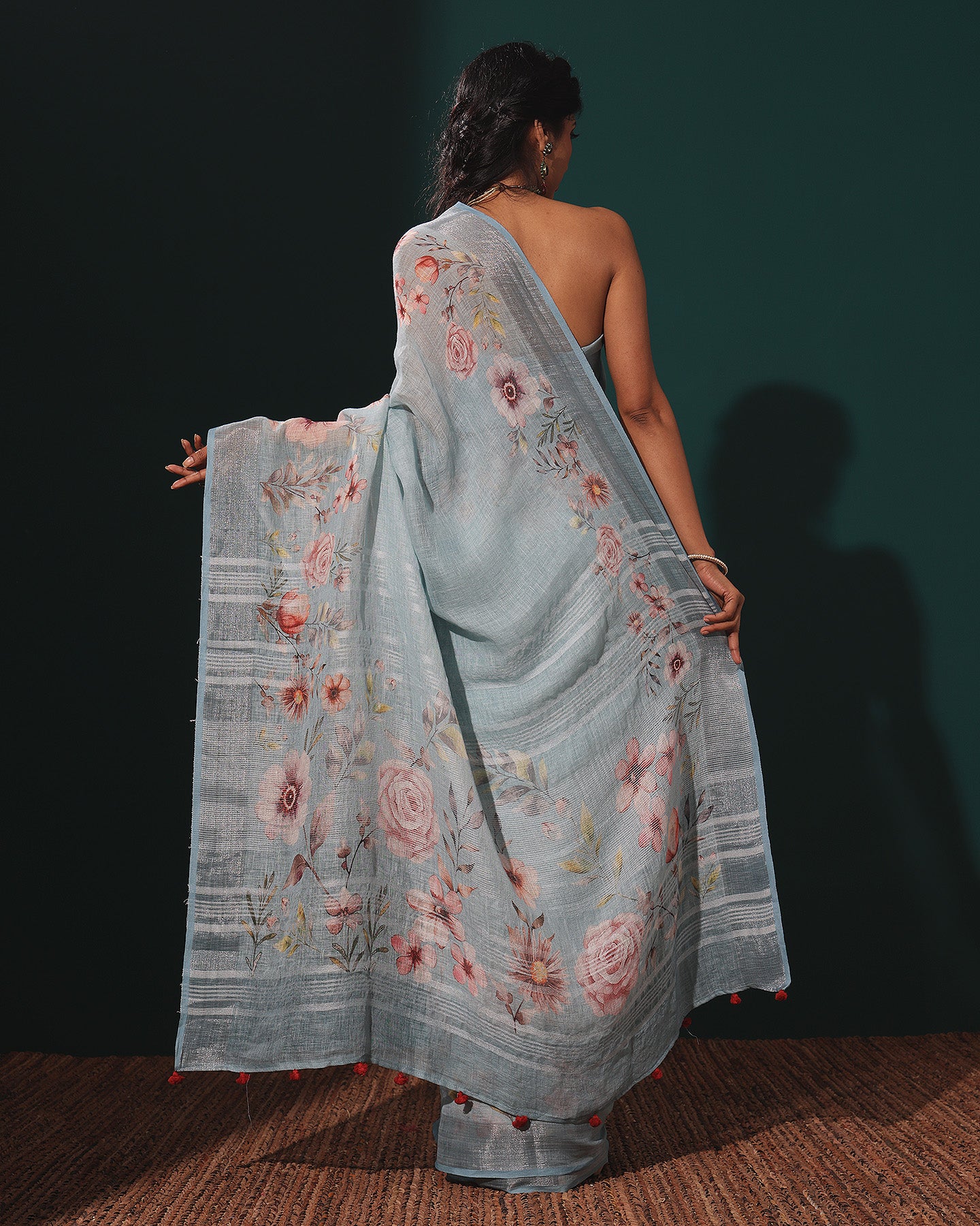 Floral Linen Saree