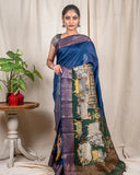 Shade Of Blue Moonga Silk Saree - Silk Mark Certified