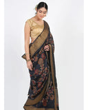 Coal Black Moonga Silk Saree - Silk Mark Certified