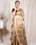 Beige Moonga Silk Saree - Silk Mark Certified