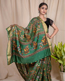 Emerald Green Katan Silk Saree - Silk Mark Certified