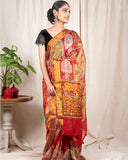 Crimson Red Matka Silk Saree - Silk Mark Certified