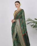 Emerald Green Katan Silk Saree - Silk Mark Certified