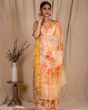 Peach Linen Silk Saree