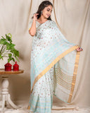 Terring Blue Linen Silk Saree