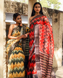 Red Stripes Chanderi Saree