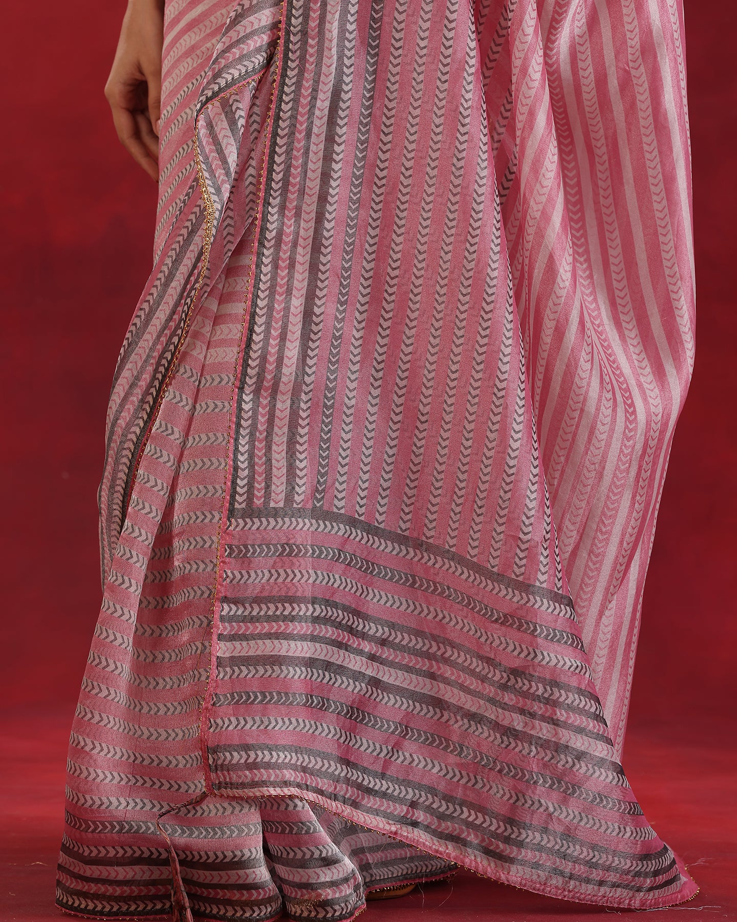 Pink Handwoven Tissue Silk Saree