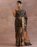 Deep Grey Katan Silk Saree