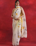 Off White Silk Organza Saree