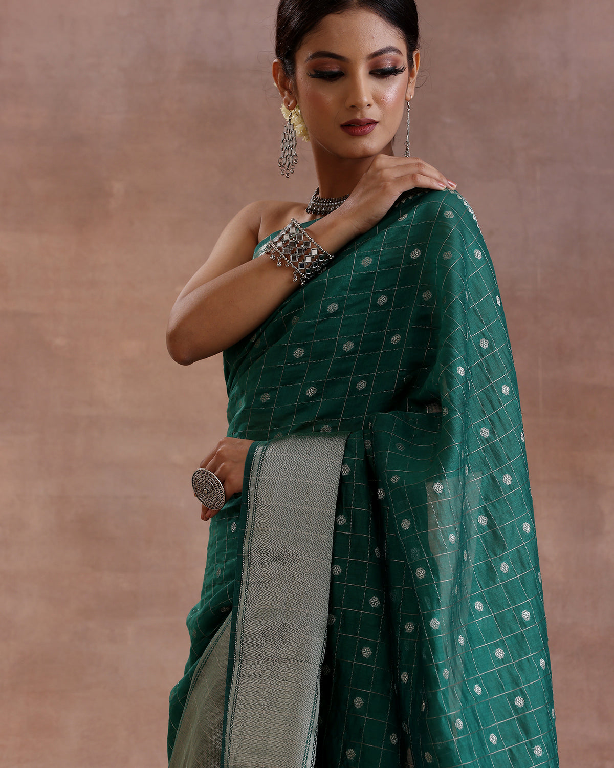 Handwoven Silk Cotton Green Saree