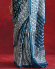 Indigo Blue Linen Saree