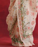 Light Peach Pichwai Linen Saree