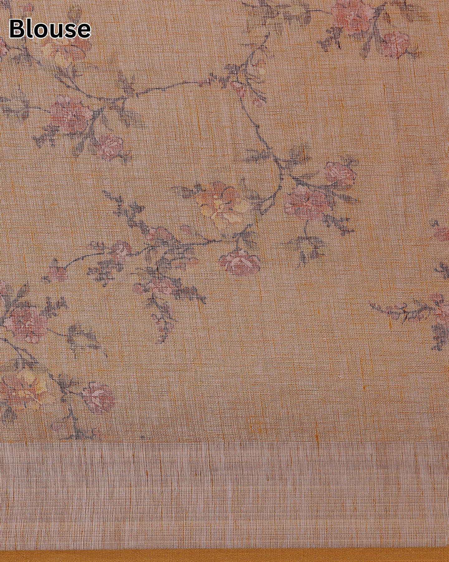 Mustard Floral Linen Saree