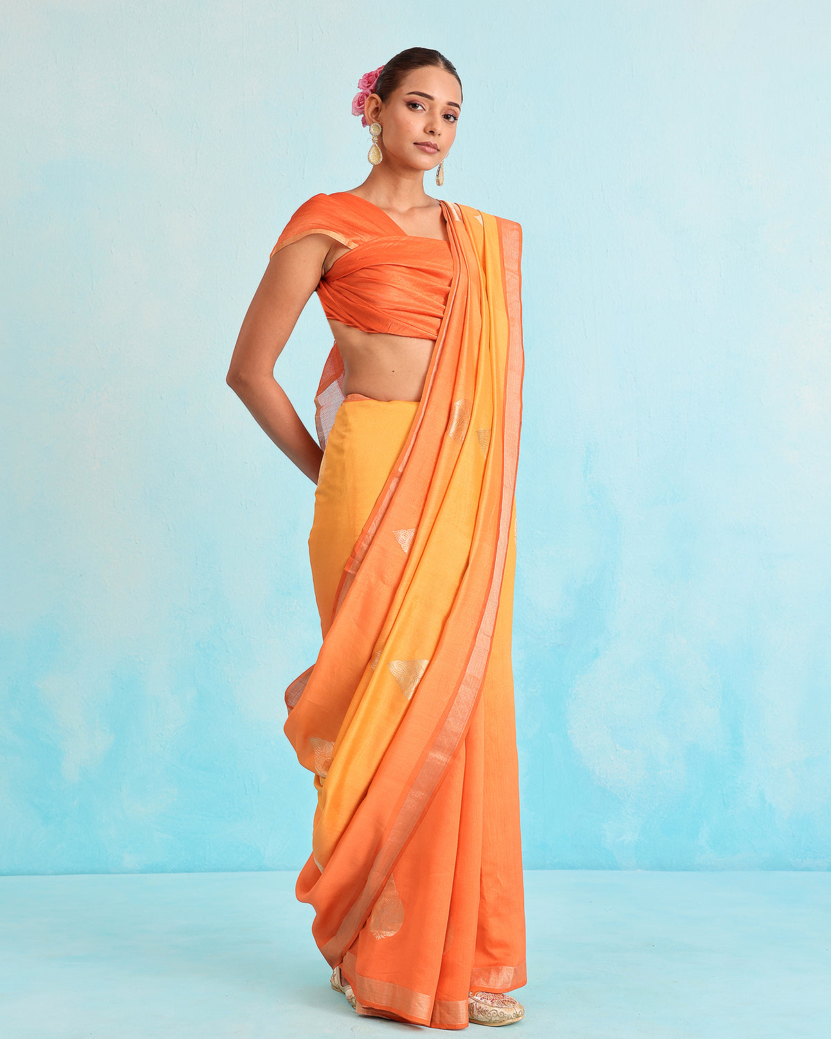 Kesari Glow Handloom Silk Saree