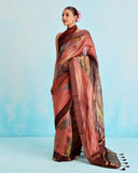 Rangrez Abstract Stripe Pure Silk Saree