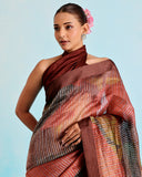 Rangrez Abstract Stripe Pure Silk Saree